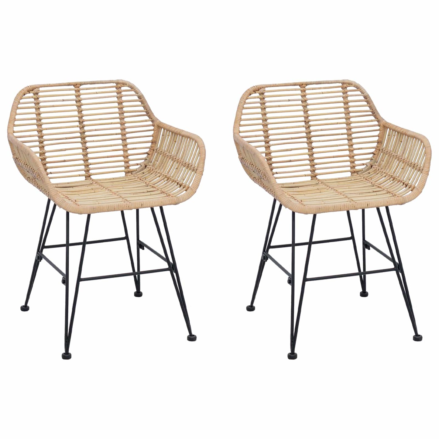 vidaXL Esszimmerstuhl 2 pcs Natur 55 x 50 x 74 cm Rattan und Eisen