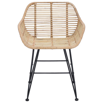 vidaXL Esszimmerstuhl 2 pcs Natur 55 x 50 x 74 cm Rattan und Eisen