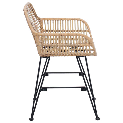 vidaXL Esszimmerstuhl 2 pcs Natur 55 x 50 x 74 cm Rattan und Eisen