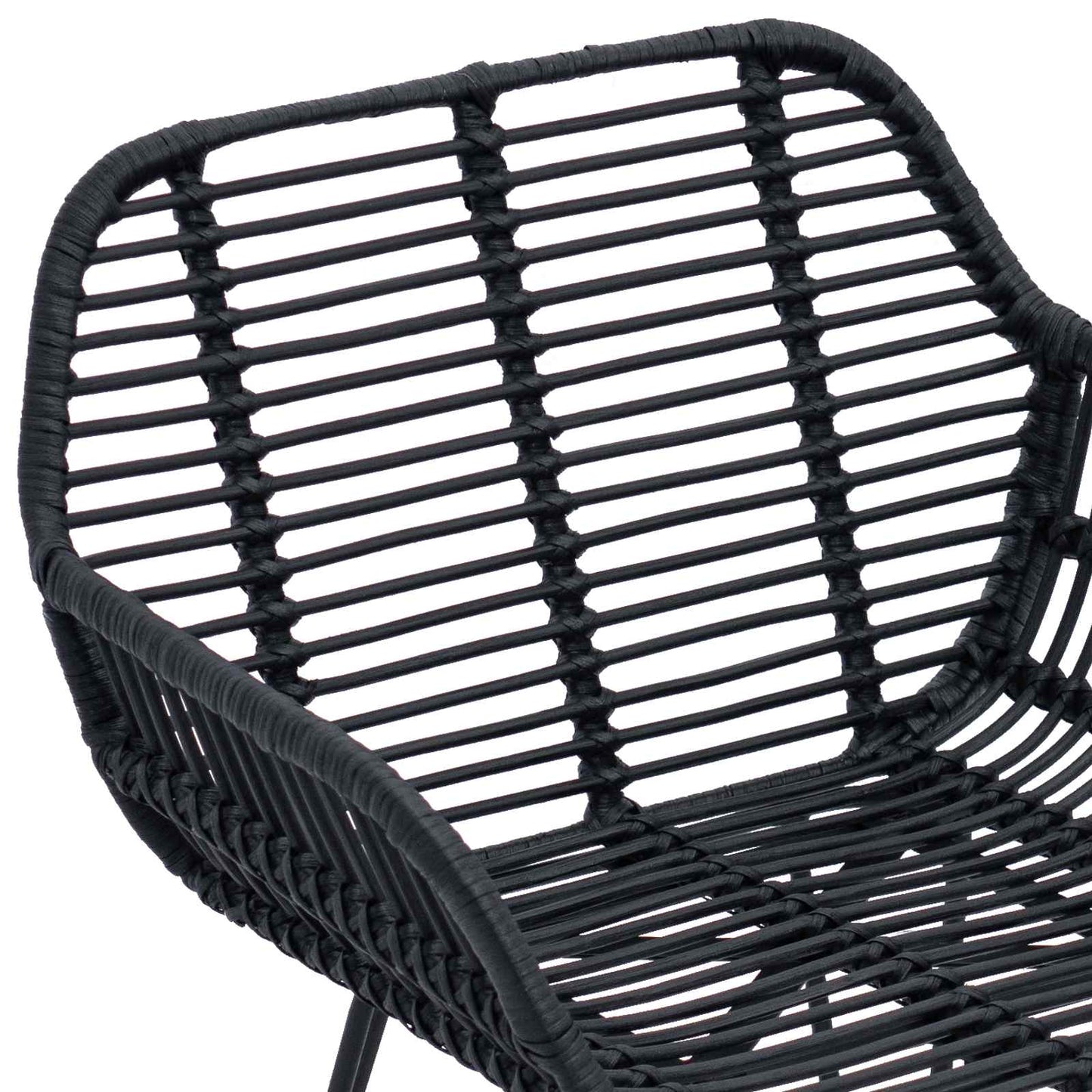 vidaXL Esszimmerstuhl 2 pcs Schwarz 55 x 50 x 74 cm Rattan und Eisen