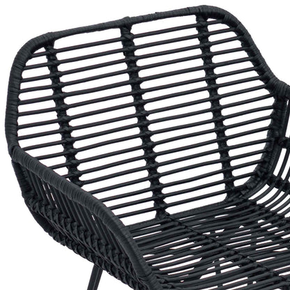 vidaXL Esszimmerstuhl 2 pcs Schwarz 55 x 50 x 74 cm Rattan und Eisen