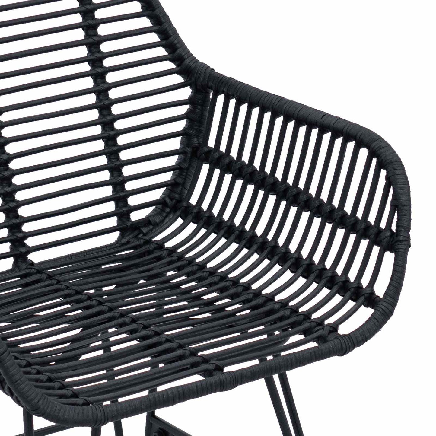 vidaXL Esszimmerstuhl 2 pcs Schwarz 55 x 50 x 74 cm Rattan und Eisen