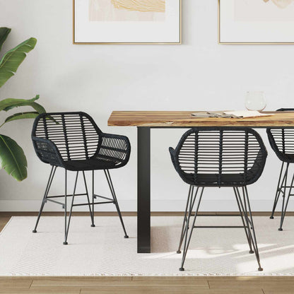 vidaXL Esszimmerstuhl 2 pcs Schwarz 55 x 50 x 74 cm Rattan und Eisen