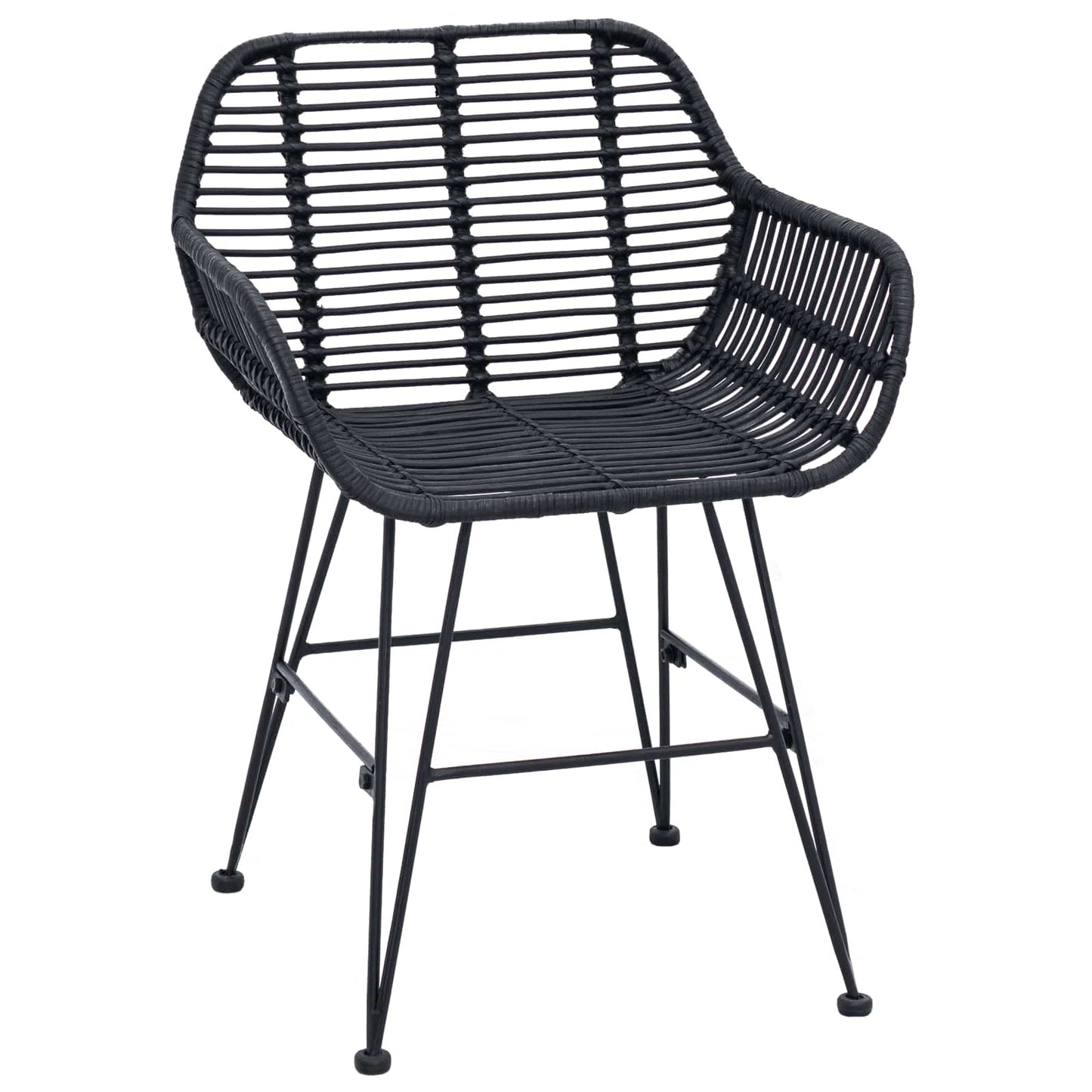 vidaXL Esszimmerstuhl 2 pcs Schwarz 55 x 50 x 74 cm Rattan und Eisen