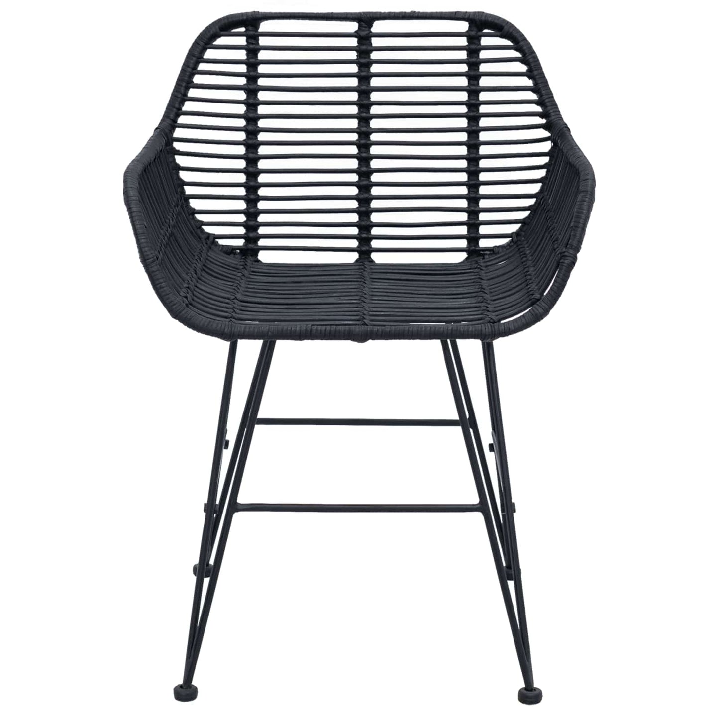 vidaXL Esszimmerstuhl 2 pcs Schwarz 55 x 50 x 74 cm Rattan und Eisen
