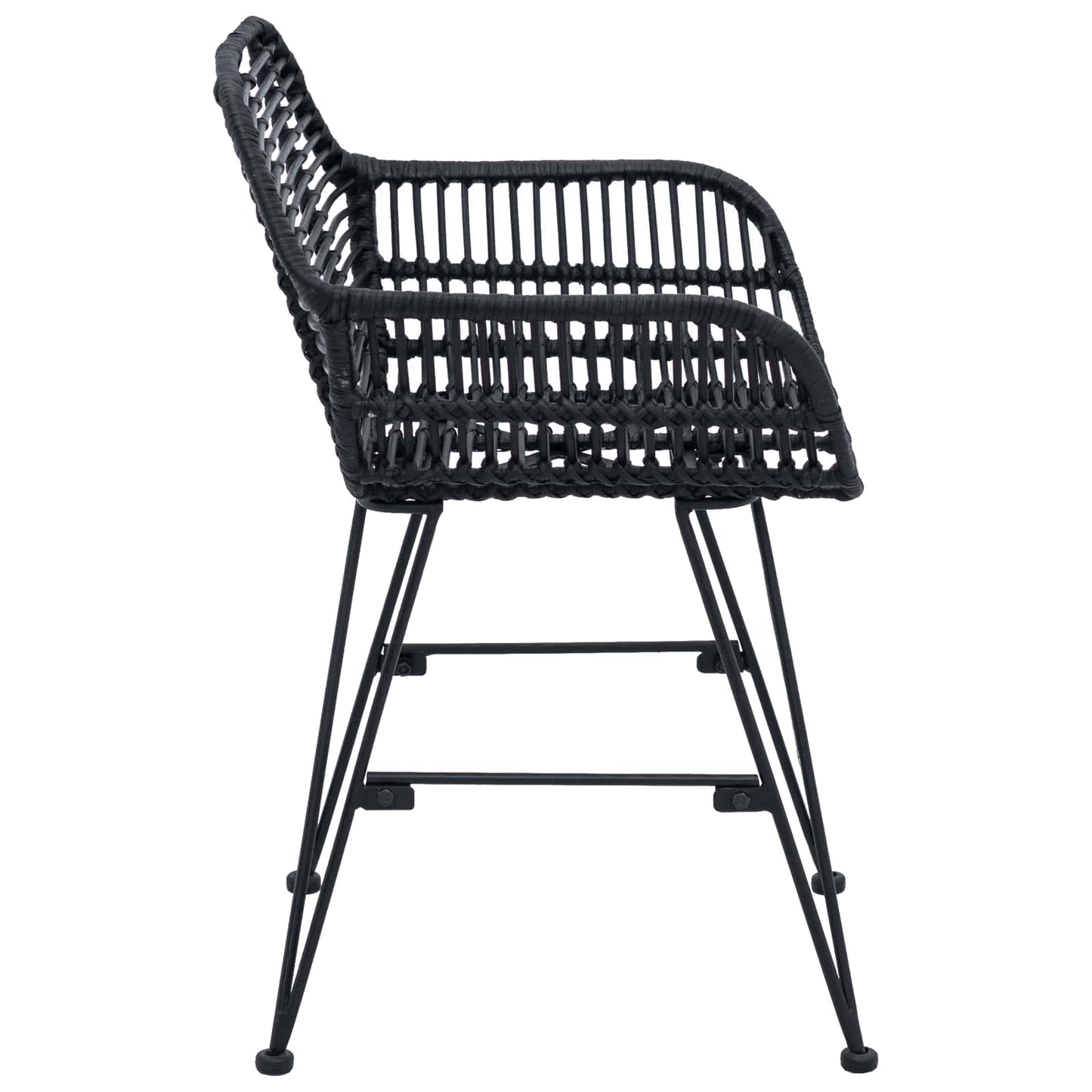 vidaXL Esszimmerstuhl 2 pcs Schwarz 55 x 50 x 74 cm Rattan und Eisen