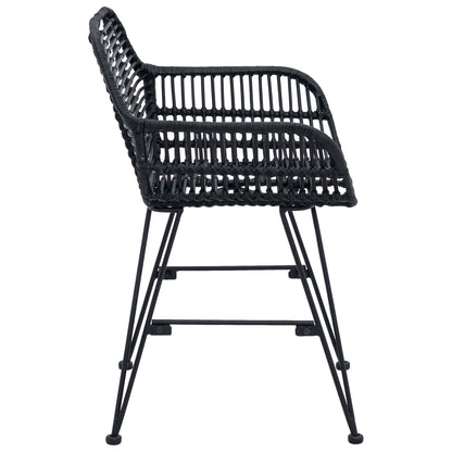 vidaXL Esszimmerstuhl 2 pcs Schwarz 55 x 50 x 74 cm Rattan und Eisen