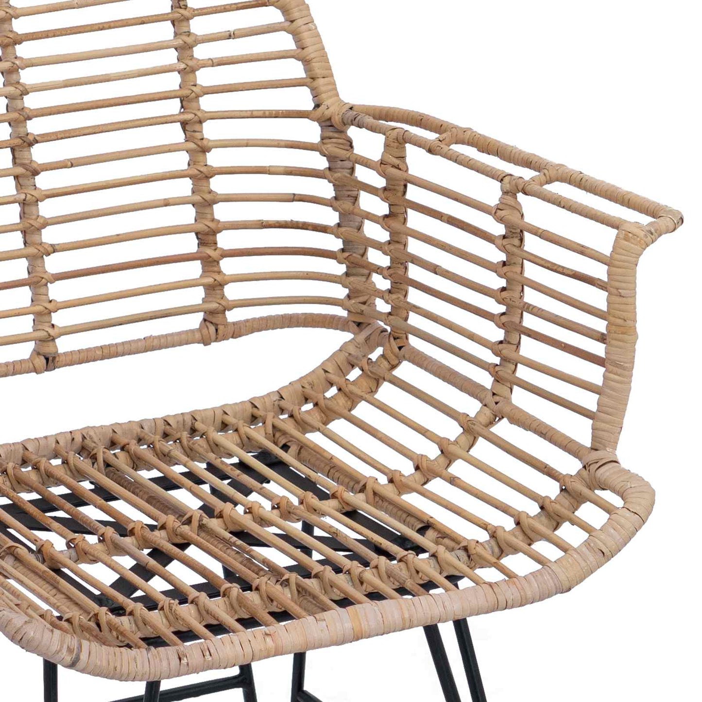 vidaXL Esszimmerstuhl 2 pcs Natur 44 x 44 x 74 cm Rattan und Eisen