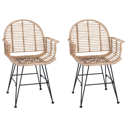 vidaXL Esszimmerstuhl 2 pcs Natur 44 x 44 x 74 cm Rattan und Eisen