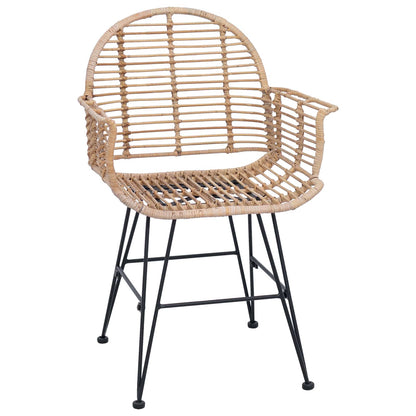 vidaXL Esszimmerstuhl 2 pcs Natur 44 x 44 x 74 cm Rattan und Eisen