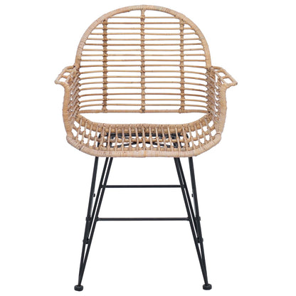 vidaXL Esszimmerstuhl 2 pcs Natur 44 x 44 x 74 cm Rattan und Eisen
