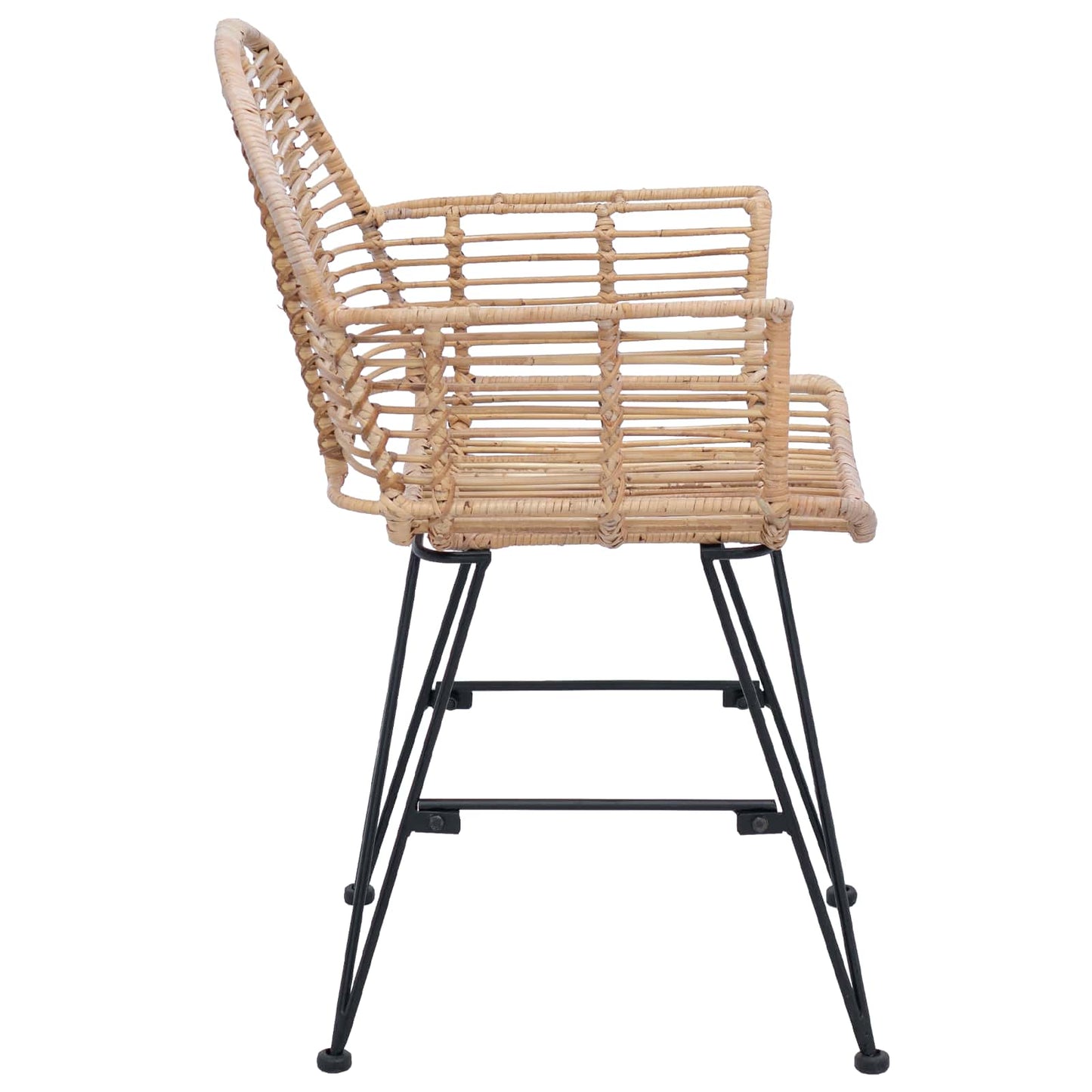 vidaXL Esszimmerstuhl 2 pcs Natur 44 x 44 x 74 cm Rattan und Eisen