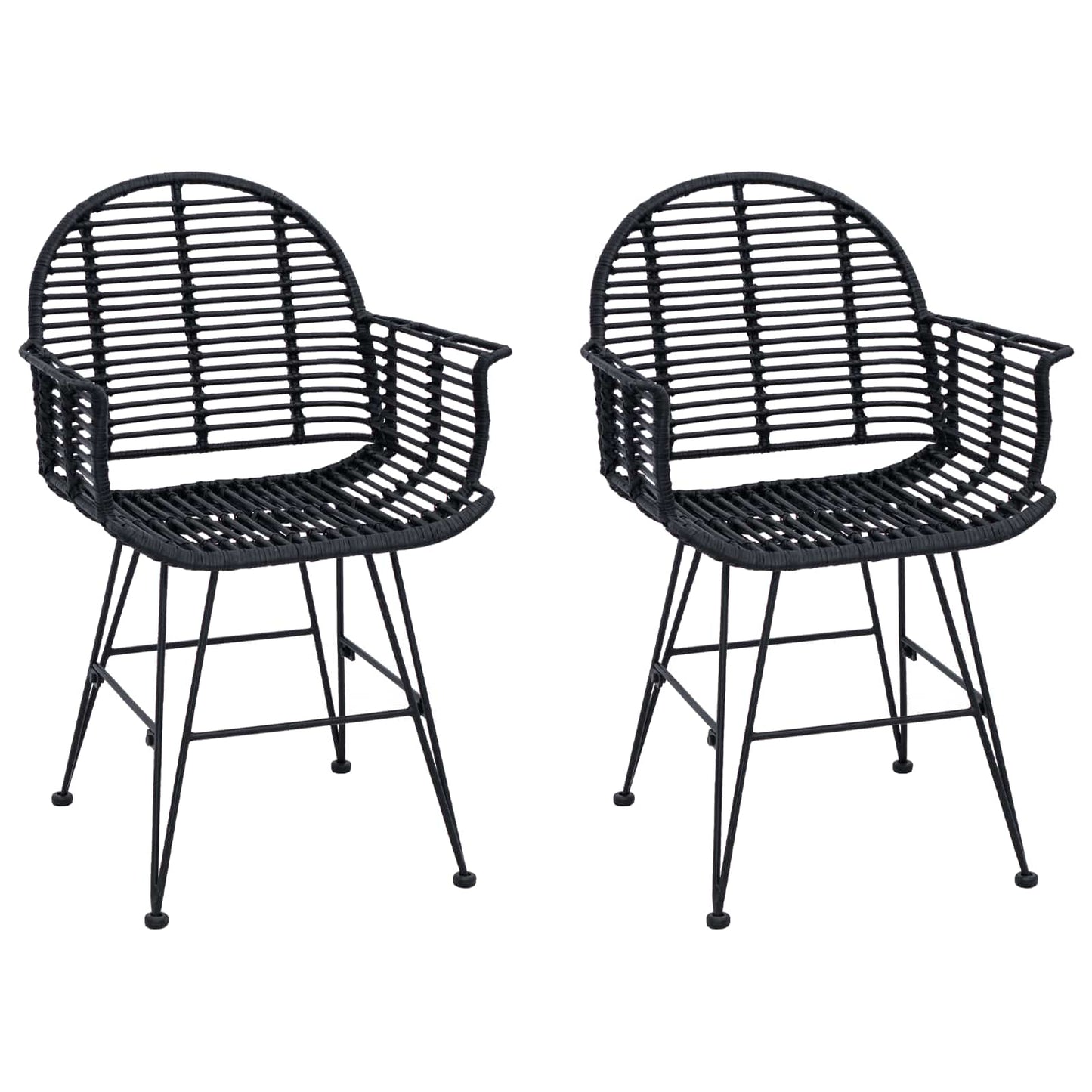 vidaXL Esszimmerstuhl 2 pcs Schwarz 44 x 44 x 74 cm Rattan und Eisen