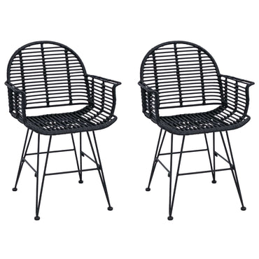 vidaXL Esszimmerstuhl 2 pcs Schwarz 44 x 44 x 74 cm Rattan und Eisen