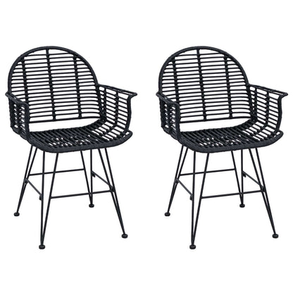 vidaXL Esszimmerstuhl 2 pcs Schwarz 44 x 44 x 74 cm Rattan und Eisen
