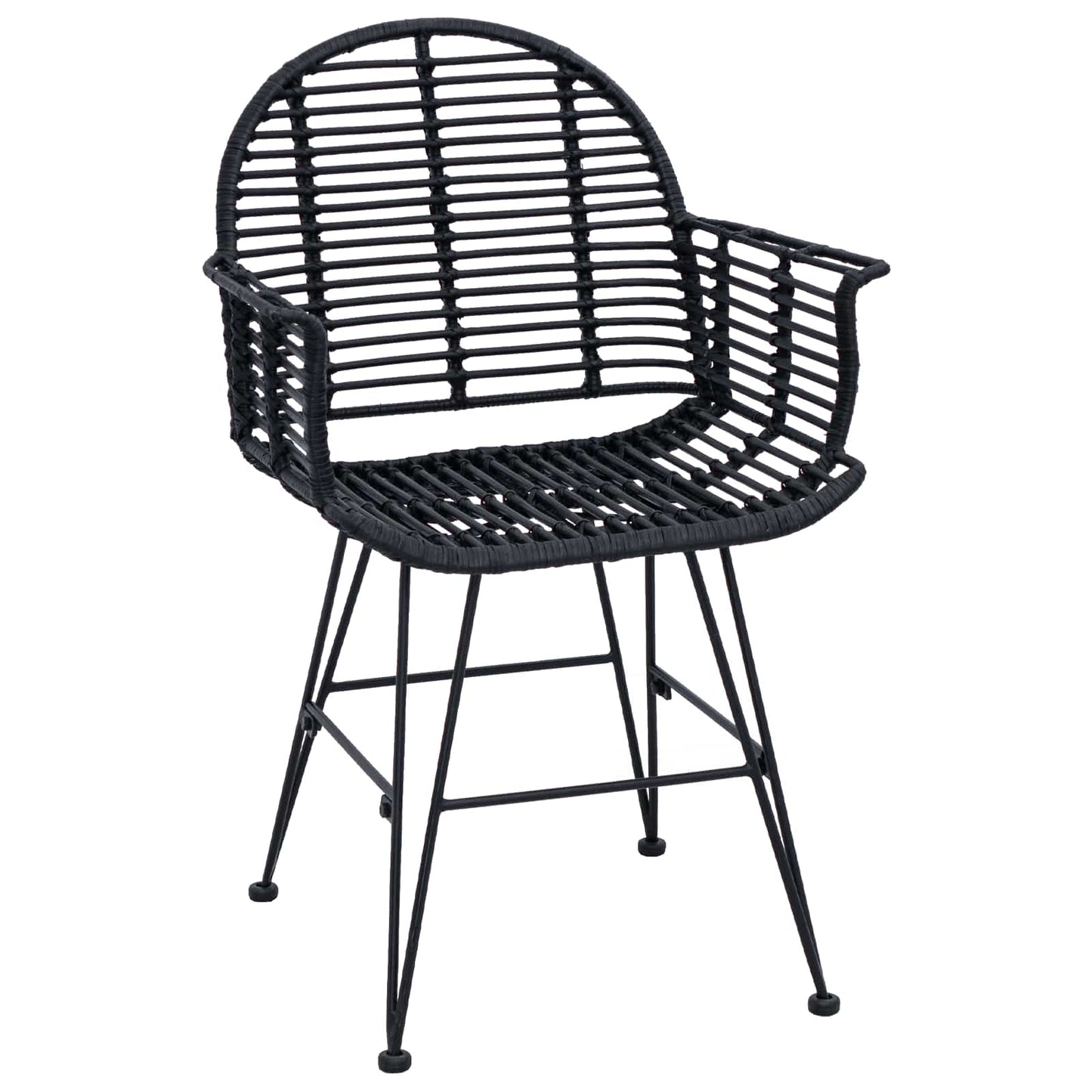 vidaXL Esszimmerstuhl 2 pcs Schwarz 44 x 44 x 74 cm Rattan und Eisen