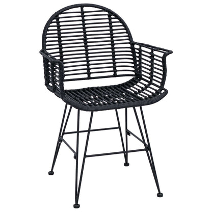 vidaXL Esszimmerstuhl 2 pcs Schwarz 44 x 44 x 74 cm Rattan und Eisen