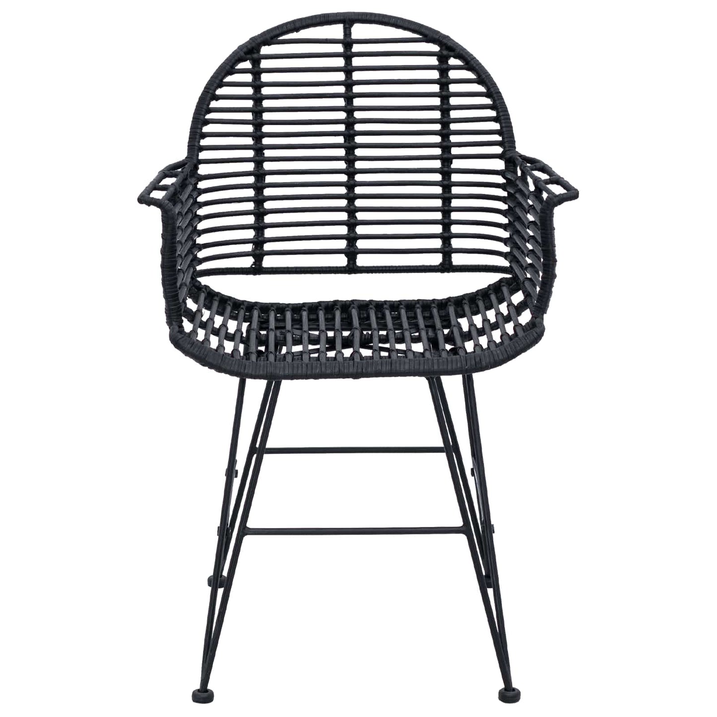 vidaXL Esszimmerstuhl 2 pcs Schwarz 44 x 44 x 74 cm Rattan und Eisen