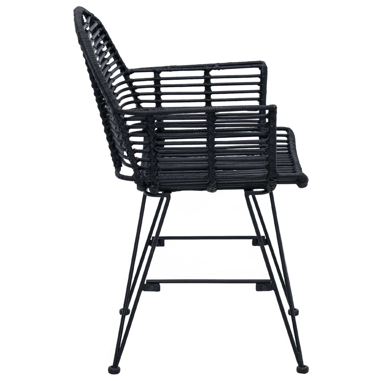 vidaXL Esszimmerstuhl 2 pcs Schwarz 44 x 44 x 74 cm Rattan und Eisen
