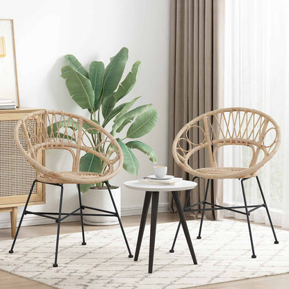 vidaXL Esszimmerstuhl 2 pcs Natur 49 x 51 x 81 cm Rattan und Eisen