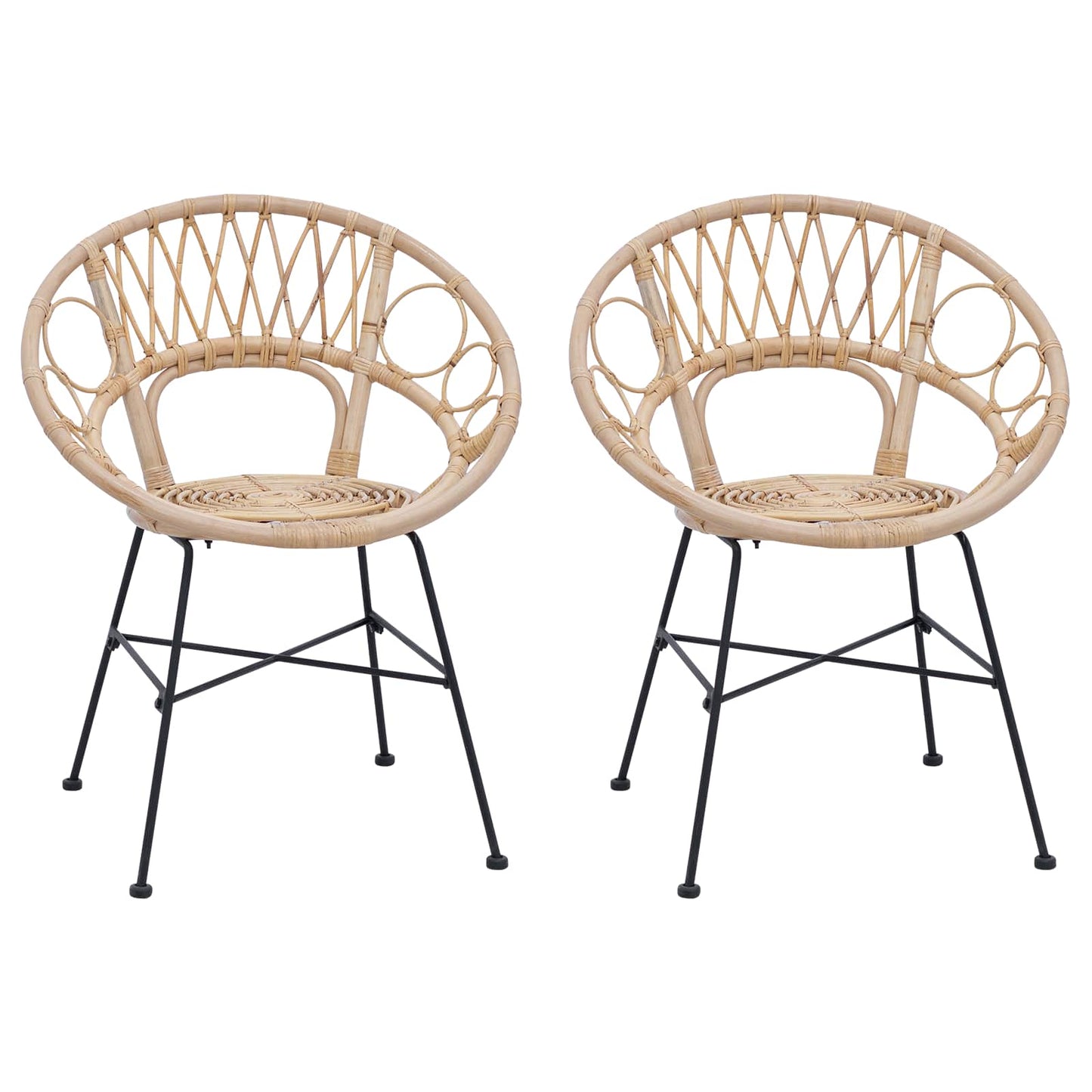 vidaXL Esszimmerstuhl 2 pcs Natur 49 x 51 x 81 cm Rattan und Eisen