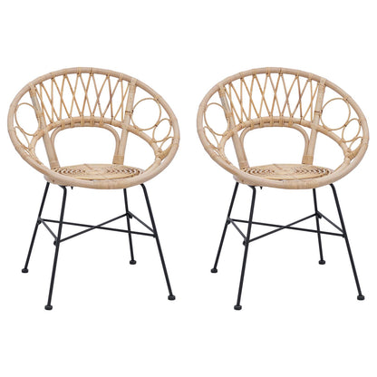 vidaXL Esszimmerstuhl 2 pcs Natur 49 x 51 x 81 cm Rattan und Eisen