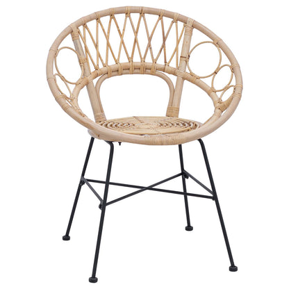 vidaXL Esszimmerstuhl 2 pcs Natur 49 x 51 x 81 cm Rattan und Eisen