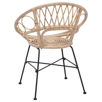 vidaXL Esszimmerstuhl 2 pcs Natur 49 x 51 x 81 cm Rattan und Eisen