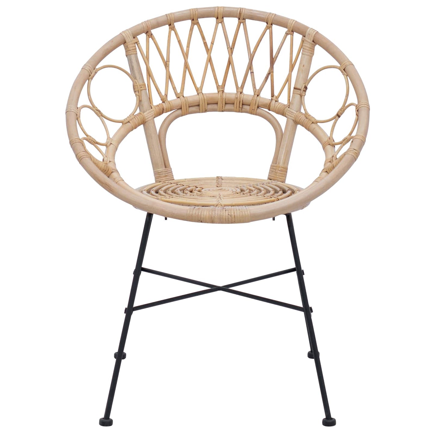 vidaXL Esszimmerstuhl 2 pcs Natur 49 x 51 x 81 cm Rattan und Eisen