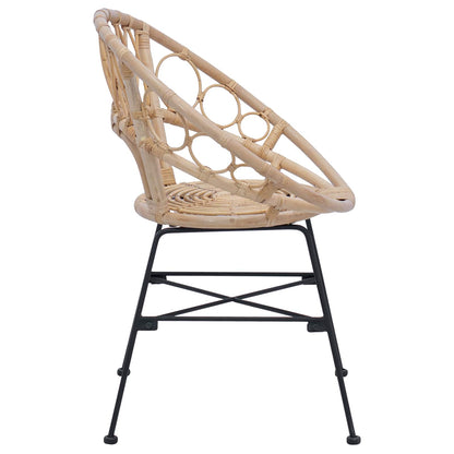 vidaXL Esszimmerstuhl 2 pcs Natur 49 x 51 x 81 cm Rattan und Eisen