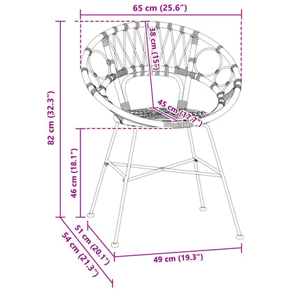vidaXL Esszimmerstuhl 2 pcs Natur 49 x 51 x 81 cm Rattan und Eisen