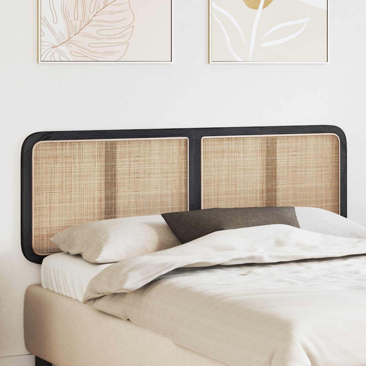 vidaXL Kopfteil mit Kopfteil Schwarz 160 x 55 x 3 cm Rattan