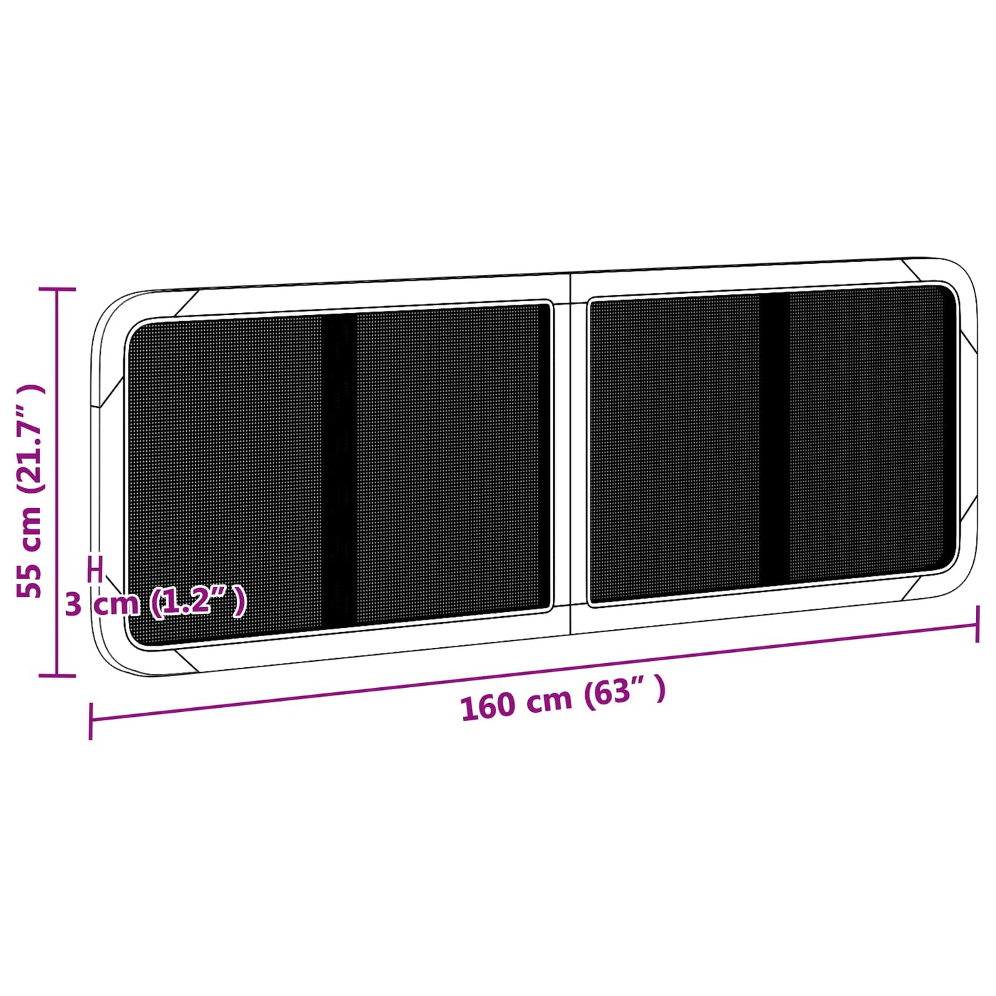 vidaXL Kopfteil mit Kopfteil Schwarz 160 x 55 x 3 cm Rattan