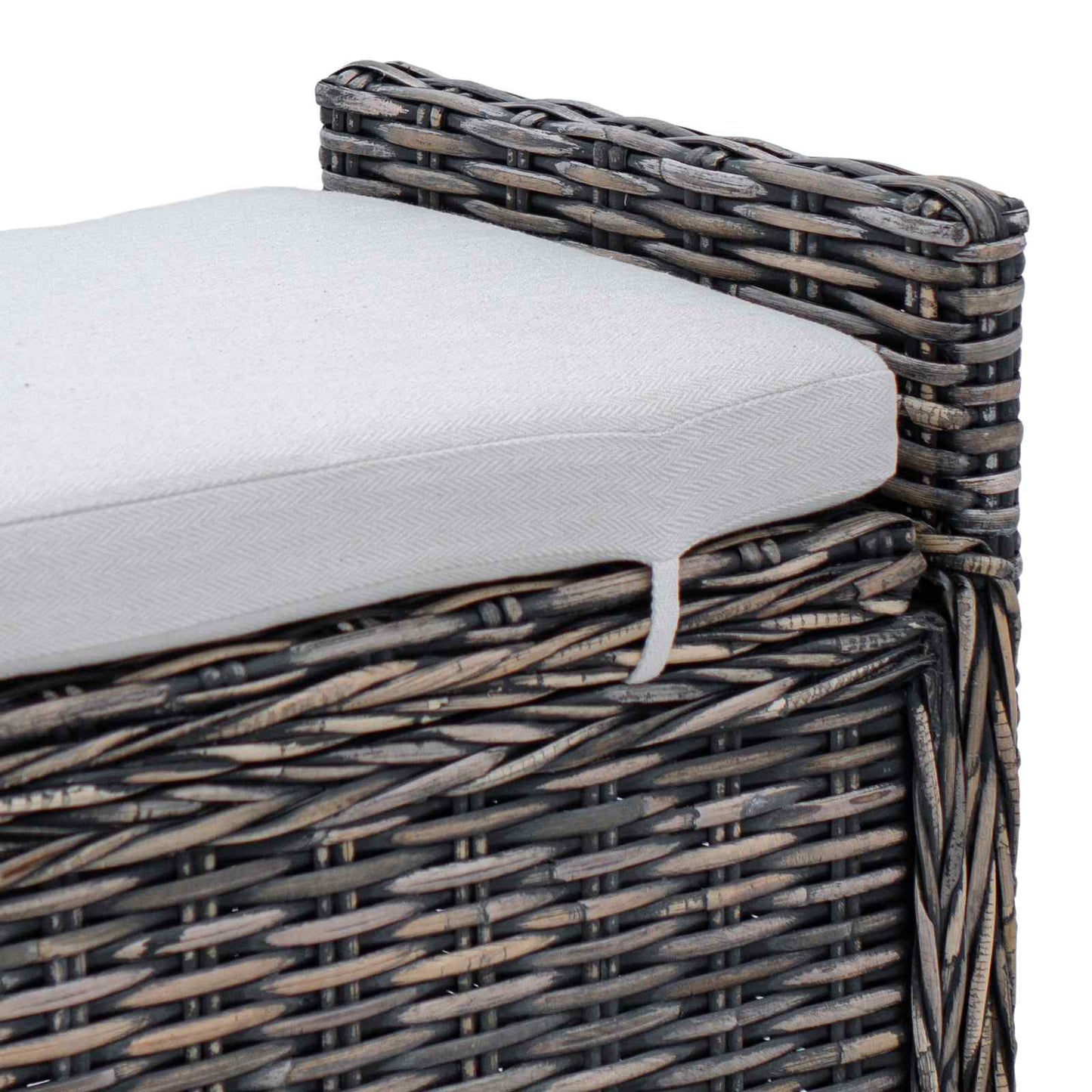 Sitzbank mit Stauraum Schwarz gewaschen 110 x 40 x 50 cm Rattan