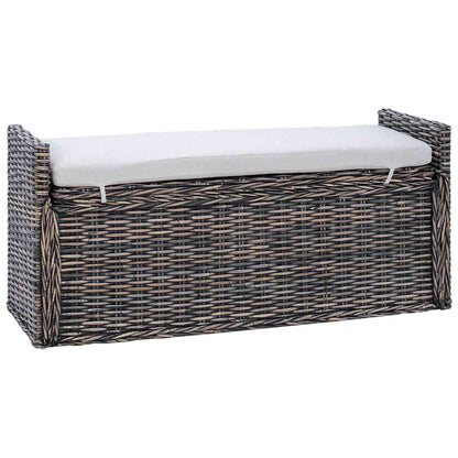 Sitzbank mit Stauraum Schwarz gewaschen 110 x 40 x 50 cm Rattan