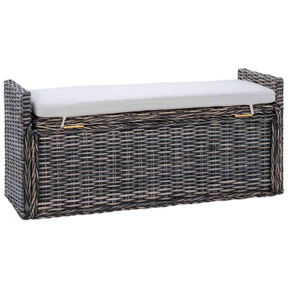 Sitzbank mit Stauraum Schwarz gewaschen 110 x 40 x 50 cm Rattan