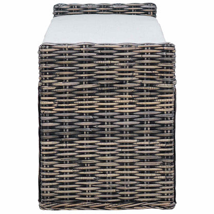 Sitzbank mit Stauraum Schwarz gewaschen 110 x 40 x 50 cm Rattan