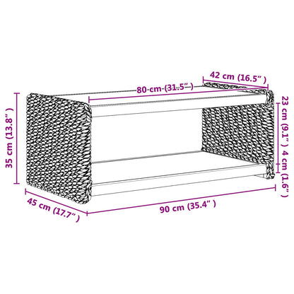 Couchtisch Natur 90 x 45 x 35 cm Massives Mahagoni Holz
