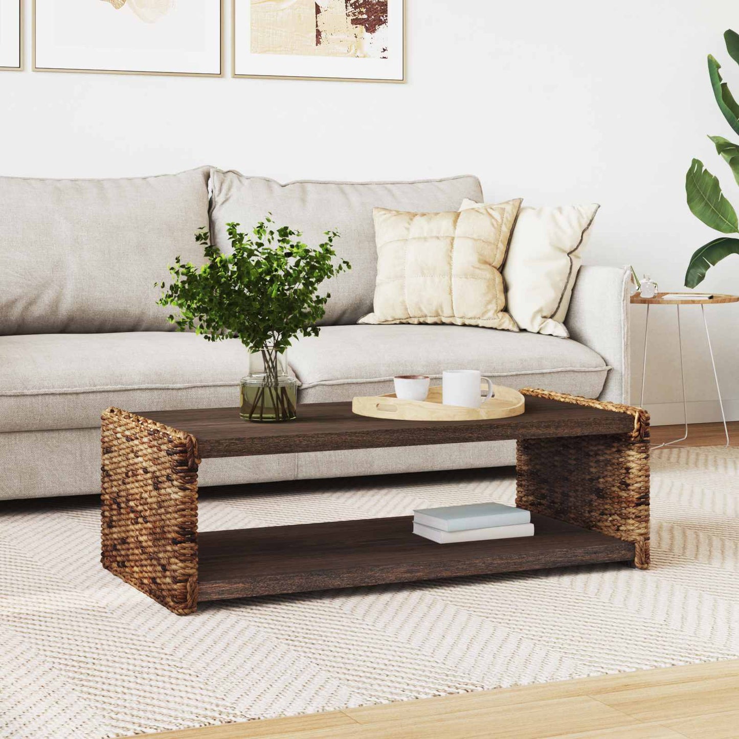 vidaXL Couchtisch Natur 110 x 55 x 35 cm Massives Mahagoni Holz