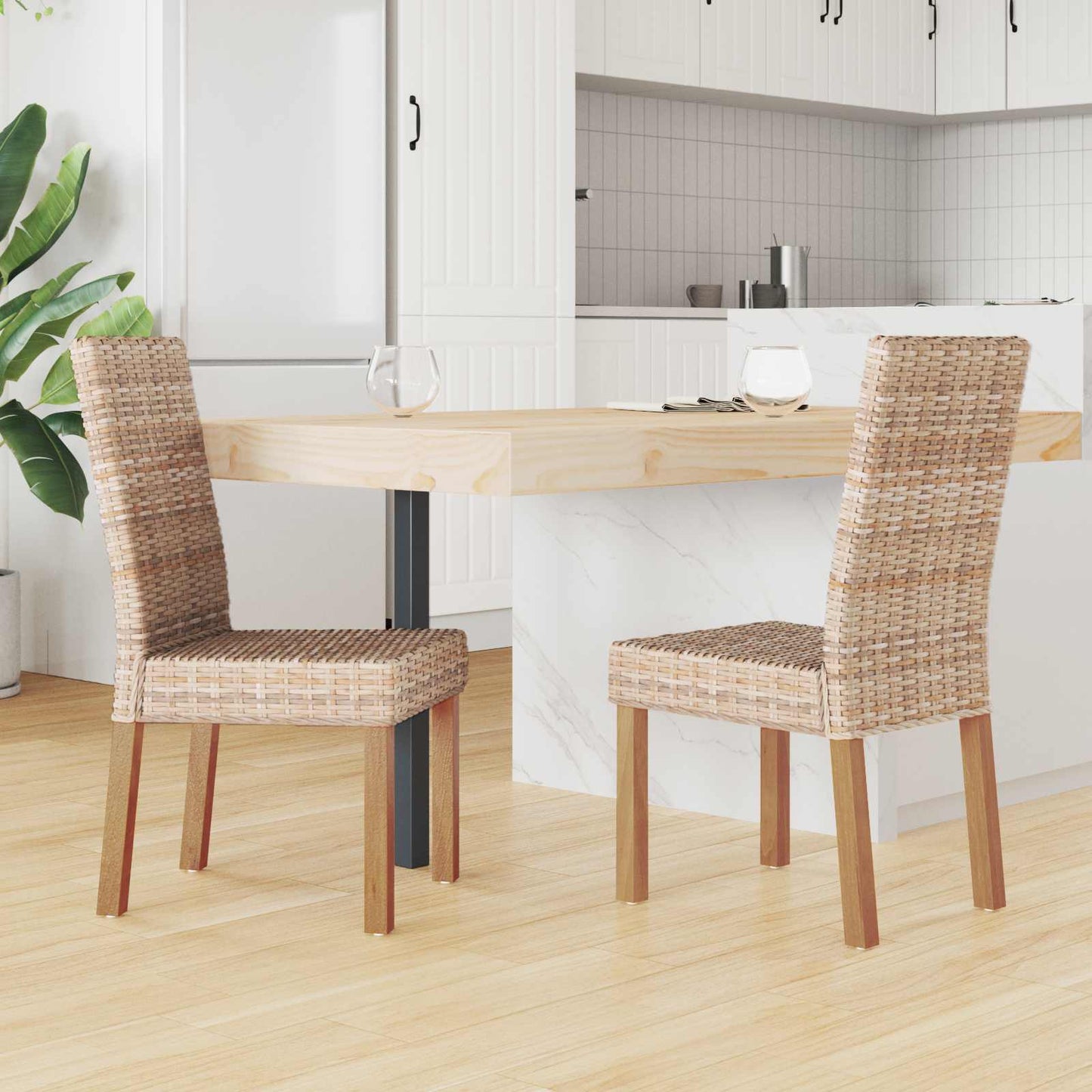vidaXL Esszimmerstuhl 2 pcs Natur 45 x 54 x 93 cm