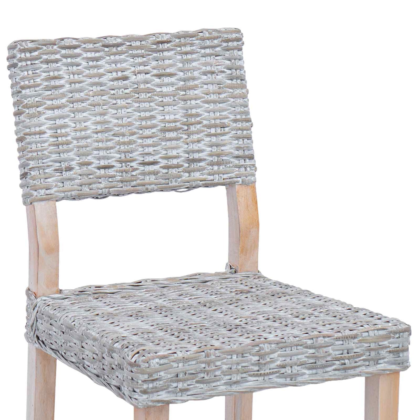 vidaXL Esszimmerstuhl 2 pcs Weiß gewaschen 46 x 55 x 84 cm Kubu Rattan