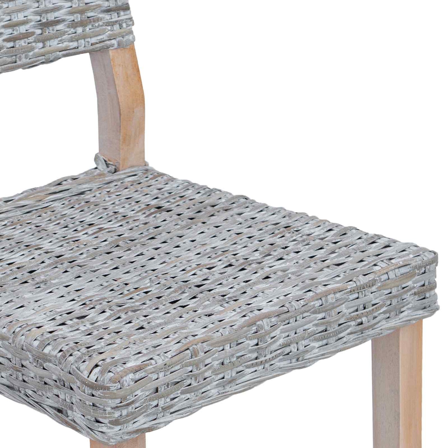 vidaXL Esszimmerstuhl 2 pcs Weiß gewaschen 46 x 55 x 84 cm Kubu Rattan
