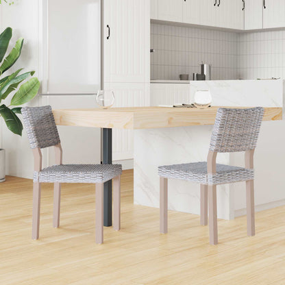 vidaXL Esszimmerstuhl 2 pcs Weiß gewaschen 46 x 55 x 84 cm Kubu Rattan