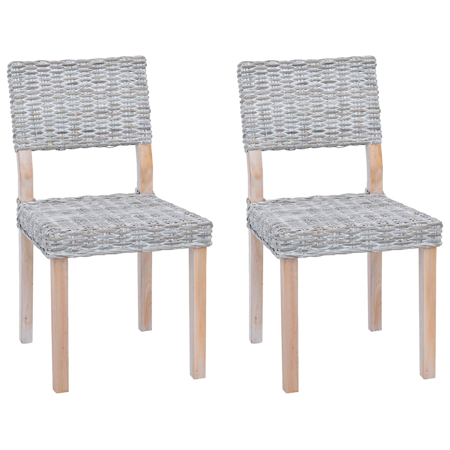 vidaXL Esszimmerstuhl 2 pcs Weiß gewaschen 46 x 55 x 84 cm Kubu Rattan