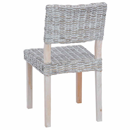 vidaXL Esszimmerstuhl 2 pcs Weiß gewaschen 46 x 55 x 84 cm Kubu Rattan