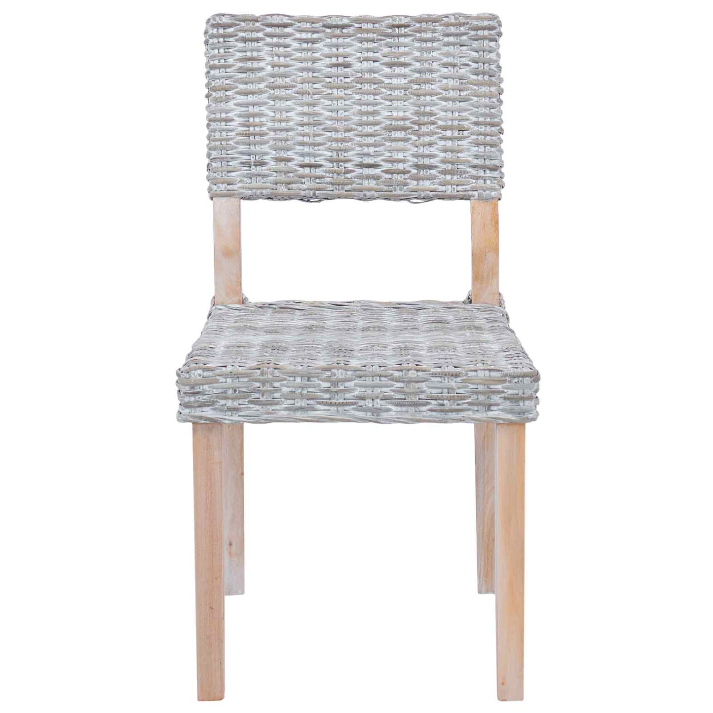 vidaXL Esszimmerstuhl 2 pcs Weiß gewaschen 46 x 55 x 84 cm Kubu Rattan