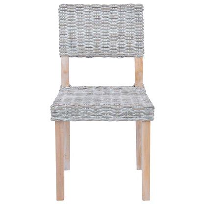 vidaXL Esszimmerstuhl 2 pcs Weiß gewaschen 46 x 55 x 84 cm Kubu Rattan