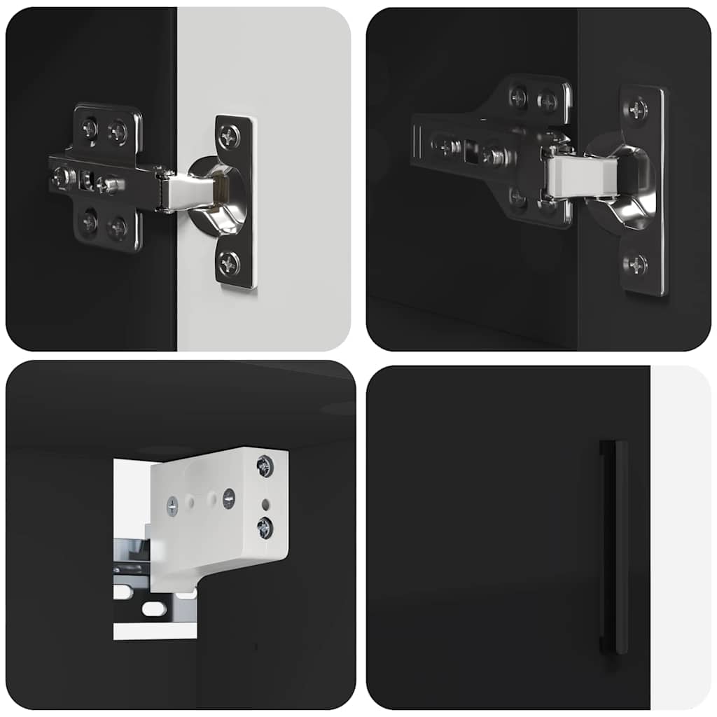 vidaXL Badezimmermöbel-Set 2 pcs Schwarz Holzwerkstoff & Metall