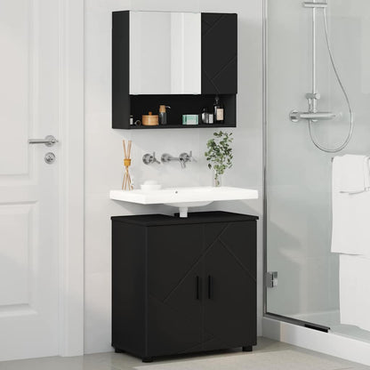 vidaXL Badezimmermöbel-Set 2 pcs Schwarz Holzwerkstoff & Metall