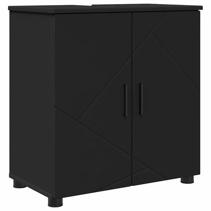 vidaXL Badezimmermöbel-Set 2 pcs Schwarz Holzwerkstoff & Metall